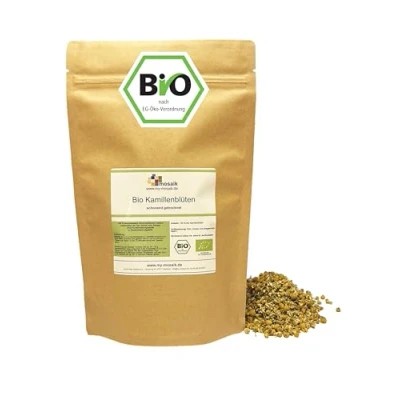 Obrázek Bio heřmánkový čaj sušené celé květy heřmánku plněno a kontrolováno v Německu (100 g)