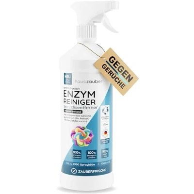 Obrázek hauszauber® Enzymový čistič [silný odstraňovač zápachu] 1000 ml proti moči kočky, psům atd. Odstranění nepříjemných pachů z pohovky &amp; koberce neutralizátor zápachu kouzelně svěží
