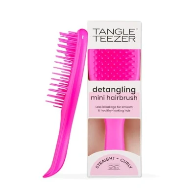 Obrázek Tangle Teezer Mini The Ultimate Detangler Haarbürste, sanft zu nassem Haar, zweistufige Zähne und bequemer Griff, ideal für Kinder Reisen, reduziert Knoten Haarbruch, Rosa