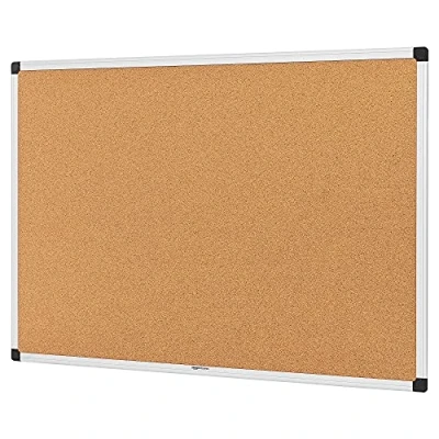 Obrázek Amazon Basics Poznámkový blok z korku, obdélníkový hliníkový rám, 90 x 60 cm, stříbrné