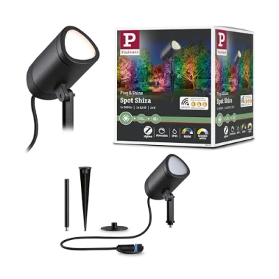 Obrázek Paulmann 94849 Plug &amp; Shine LED Zahradní reflektor Shira Smart Home Zigbee 6,5 W 250 lm stmívatelný 455 mm antracit hliník RGBW+