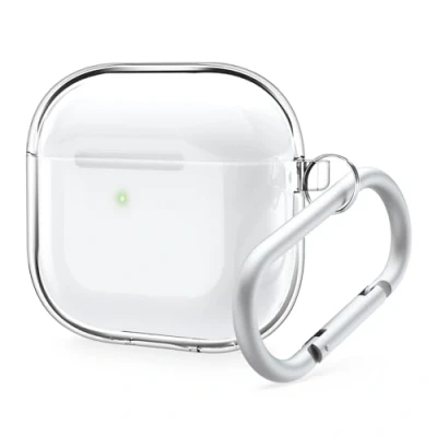 Obrázek elago Transparentní ochranné pouzdro kompatibilní s AirPods 4. generace pouzdrem 4, včetně karabiny, snížené žloutnutí, bezdrátové nabíjení, nárazuvzdorné, plná ochrana