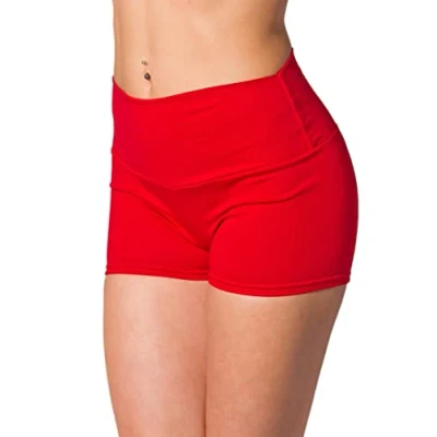 Obrázek Alkato Dámské sportovní šortky s vysokým pasem Hotpants cyklistické kalhoty, červená