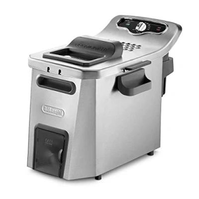 Obrázek De&#039;Longhi Fritéza PremiumFry F44532.CZ, objem 1,5 kg, systém Easy Clean, topný článek za studených zón, ušlechtilá ocel, 3200 W, stříbrná barva
