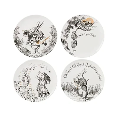 Obrázek V&amp;A Příloha Alenka v říši divů, na večeři, odpolední čaj nebo snídaně, jemný porcelán, 20,5 cm (8&#039;&#039;), 4dílná sada, bílý