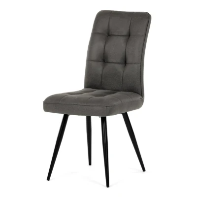 Obrázek Židle jídelní, šedá látka v dekoru broušené kůže, černý kov DCL D1250 GREY3