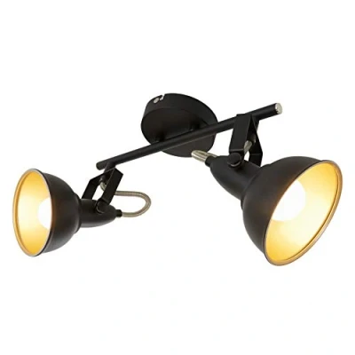 Obrázek Briloner Svítidla 2049 025 stropní svítidlo, svítidlo se 2 otočnými a bodovými světly v retro / vintage designu, objímka: E14 max. 40 W, kov černo zlatá 30. 4 x 10 18. 1 cm