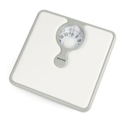 Obrázek Salter 484 WHKR mechanická tělesná váha s lupou koupelnová váha, maximálně 133 kg, kompaktní osobní snadno čitelný ciferník, bez váhy baterií, analogová, hmotnost v bílá