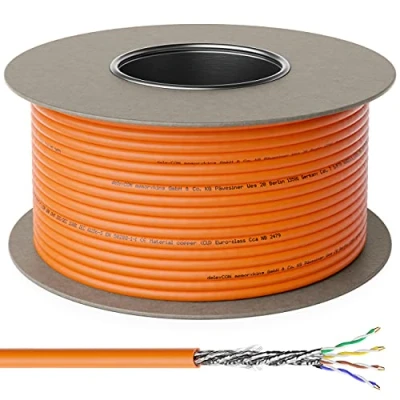 Obrázek deleyCON 100m CAT.7 instalační kabel měď tuhý S/FTP PIMF síťový LAN Ethernet datový Gigabit CAT7 10 Gbit 1000 MHz LSZH bez halogenů BauPVO GHMT certifikováno