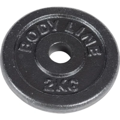 Obrázek Bodyline Scheibe aus Gusseisen 2 kg für Hanteltraining, Hantel und Gewichtheben Durchmesser 25 mm Fitnessstudio, Fitness, Training zu Hause