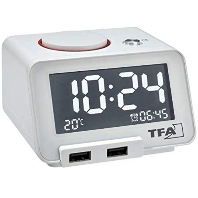 Obrázek TFA Dostmann 60.2017 Homtime Digitální budík s teplotním A Labe Dunktion Více než 2 USB porty