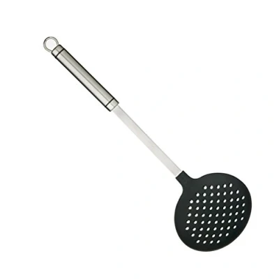Obrázek KitchenCraft Profesionální pěnová lžíce s plastovou hlavou, nerezová ocel, 37 cm, stříbrná/černá