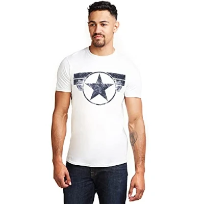 Obrázek Marvel Herren Captain America Cap Logo T Shirt, Weiß (White White), S EU
