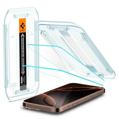 Obrázek Spigen Sklo. tR EZ Fit ochranná fólie kompatibilní s iPhone 16 Pro Max, 2 kusy, odolná proti poškrábání, tvrdosti 9H