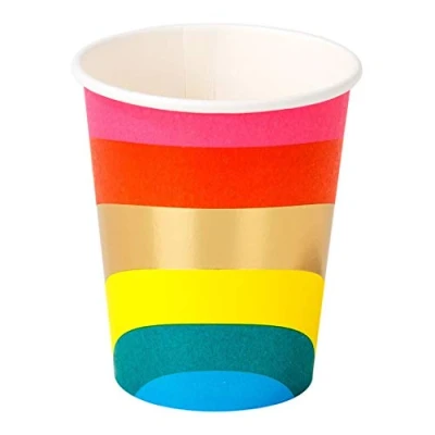 Obrázek Talking Tables Balení s 8 párty pohárky z duhového papíru, narozeninové party pro děti nebo dospělé recyklovatelné a jednorázové nádobí objem: 250 ml (9 oz)