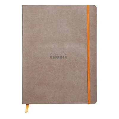 Obrázek Rhodia 117554C poznámkový sešit Rhodiarama s měkkou obálkou, dot grid, 80 listů, 90 g papír v barvě slonovinové kosti, 190 x 250 mm, záložka, vnitřní kapsa,1 kus, cihlově šedá