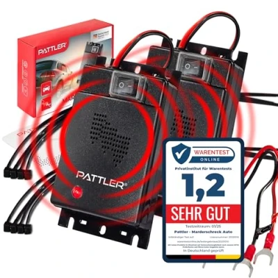 Obrázek PATTLER® Odpuzovač kun do autobaterie 12 V účinná ochrana proti kunám auta ultrazvukem okamžitá a dlouhodobá motorového prostoru 2 kusy