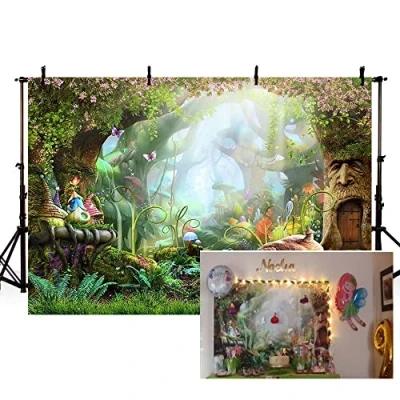 Obrázek MEHOFOTO Fotohintergrund Märchen verzauberter Wald Geburtstag Party Dekoration Banner Kinder Kulissen Requisiten für Fotografie