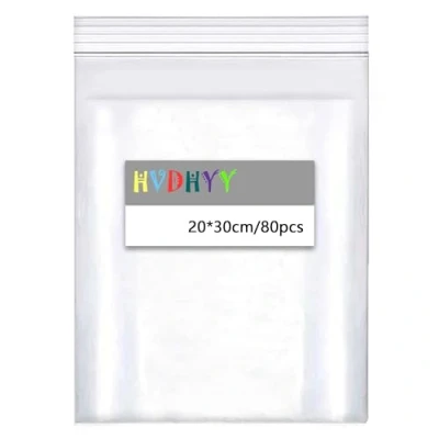 Obrázek HVDHYY 20 x 30 cm sáček na suchý zip, velké, průhledné kapsy 80 kusů, 160 µm zesílení, polysáček, uzavíratelné sáčky, použitelné potřeby pro kutily, uložení oblečení