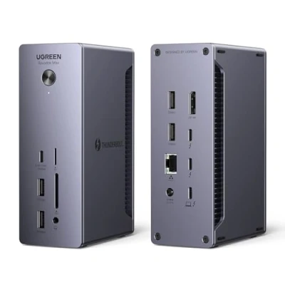 Obrázek UGREEN Revodok Max 213 Thunderbolt 4 Dock 40Gbps (Dual 4K@60Hz, Single 8K displej), 13 v 1 dokovací stanice 90 W nabíjení pro laptop, 2,5Gbps Ethernet, microSD&amp;SD 4.0, 3,5 mm Aux