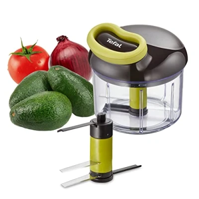 Obrázek Tefal K13204 Ingenio 5 Sekunden Zerkleinerer ohne Strom Fassungsvermögen: 900ml Multizerkleinerer Universalzerkleinerer für Gemüse, Obst, Nüsse, Knoblauch, Babynahrung Schwarz/Grün/Transparent