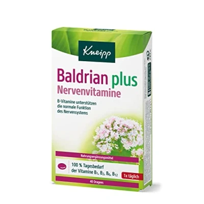 Obrázek Kneipp Valerian plus nervové vitamíny vitaminy B podporují normální fungování nervového systému doplňky stravy 40 dražé