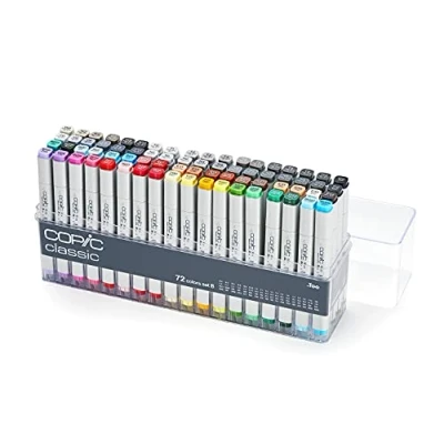 Obrázek COPIC Classic Set &quot;72 Colors B&quot;, 72er im Acryl Display, Twin Marker mit einer mittelbreiten und feinen Spitze