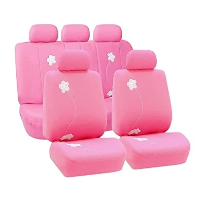 Obrázek FH Group FB053PINK115 plný sada květinovým designem pro auto potahy sedadel, Růžová, počet 11