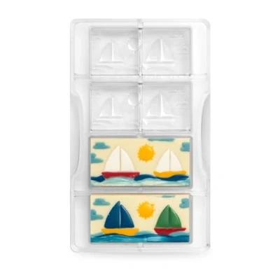 Obrázek DECORA STAMPO TAVOLETTA BARCHE A Vela 0050138 PRALINENFORM TÄFELCHEN MIT SEGELBOOTEN, Polycarbonat, durchsichtig