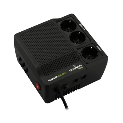 Obrázek Tecnoware PowerReg 1000VA, jednofázový regulátor napětí, ochrana před výkyvy špičky, výpadky proudu pro: televizory, HiFi systémy, tiskárny, malé přístroje pro domácnost a kancelář, připravený
