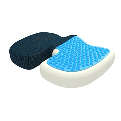 Obrázek bonmedico Ortopedický sedací polštář Memory Foam Gel kostrč ergonomický pro auto a kancelářskou židli, na invalidní vozík wellness modrá síť (velký)