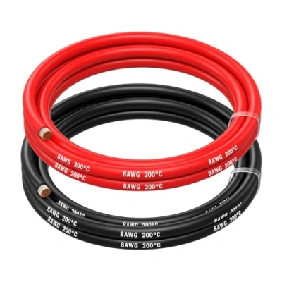 Obrázek MMOBIEL Akumulátorový elektrický kabel, AWG 8, 10 mm², červený a černý, 1,5 m / 8,2 ft, silikonový kabel s 1.650 pocínovanými měděnými žilkami jako lanko pro RC letadla, nákladní automobily, auto,