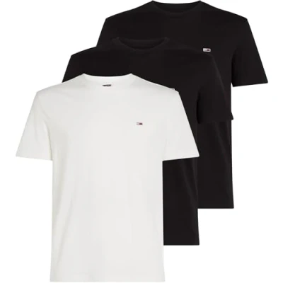 Obrázek Tommy Jeans Herren 3er Pack T Shirts Kurzarm aus Baumwolle, Mehrfarbig (Ecru/Black/Black), 3XL