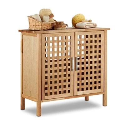 Obrázek Relaxdays skříňka pod umyvadlo ořech Š x H: 61 66 29 cm robustní a odolná Koupelna Spodní pro nebo světlé dřevo, přírodní