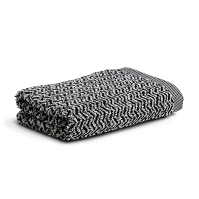 Obrázek möve Brooklyn ručník rybí kost 50 x 100 cm z 85 % bavlny / 10 viskóza bambusové buničiny 5 len, přírodní černý