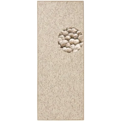 Obrázek BT Carpet Wolly běhoun koberec do obývacího pokoje, plochá tkanina, krátký vlas, vlněný vzhled, vlna, skandinský jídelna, obývací pokoj, dětský ložnice krémová, 80 x 300 cm