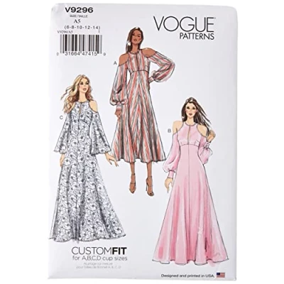 Obrázek Vogue Patterns 9296A5 9296 A5 Damenkleid, Tissue, Mehrfarbig, 15 x 0.5 22 cm