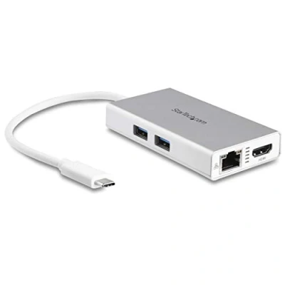 Obrázek StarTech.com USB C Multiport Adapter Reise docking station mit 4k HDMI 60W Power Delivery Pass Through, GbE, 2x A 3.0 Hub Tragbares Mini Typ Dock für Laptop Weiß (DKT30CHPDW)