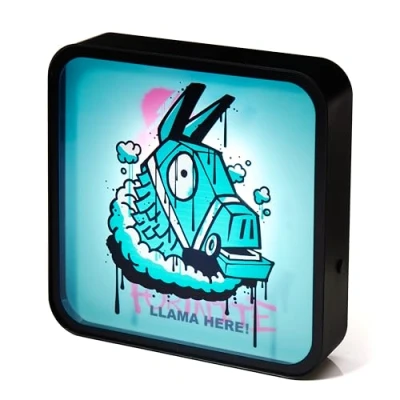 Obrázek numskull Fortnite LED Light Box akrylová lampa oficiální Llama světlo, montáž na stůl nebo stěnu, provoz přes USB baterie, výška 22 cm