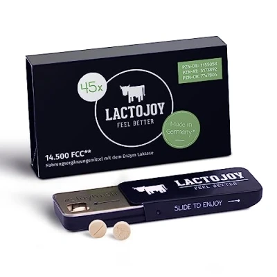 Obrázek LactoJoy Tablety s laktázou při intoleranci laktózy 14 500 FCC 45 kusů Pomáhá nesnášenlivosti mléka, cukru a veganské bez přísad