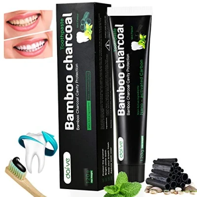 Obrázek Aktivní uhlí zubní pasta černá přirozené bělení zubů Bamboo Charcoal bambusové bílé zuby kuřácký lak 120 g