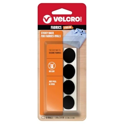 Obrázek Velcro (R) Brand gurthalteband Sticky Back für Stoffe: Kein nähen notwendig 1 x 3/4 Zoll ovale, 8 Sets Schwarz