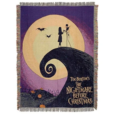 Obrázek Disney &#039;s Nightmare Before Christmas, Linework Poster, gewebte Tapisserie Überwurfdecke, 121,9 x 152,4 cm, Mehrfarbig