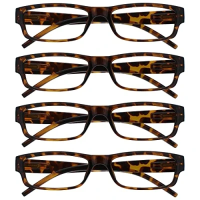 Obrázek The Reading Glasses Company Brýle na čtení podnik hnědá želvovina lehký komfortní čtenář hodnota 4dílné balení designový styl pánské ženy UVR4PK032BR +2,00