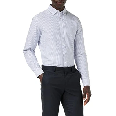Obrázek Seidensticker Pánská business košile Slim Fit pruhy límec Button Down Dlouhý rukáv 100% bavlna, Modrá (modrá 12)