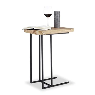 Obrázek Relaxdays Servírovací stolek dřevo, rustikální dekorační stůl, praktická odkládací plocha, ušlechtilé cedrové V x Š H: 60 34 49,5 cm, přírodní