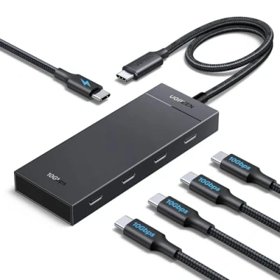 Obrázek UGREEN USB C rozbočovač 10 Gbps s PD 100 W, adaptér se 4 porty C, vysokorychlostní Multiport Splitter pro řadu iPhone 16, Galaxy S24, MacBook Pro, iMac, iPad Chromebook a další