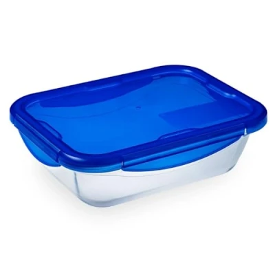 Obrázek Dajar Skleněná nádoba Cook &amp; Go 36845 s víkem und Go, Pyrex, 1,7 l, sklo, modrá/průhledná, 24 x 18 6 cm