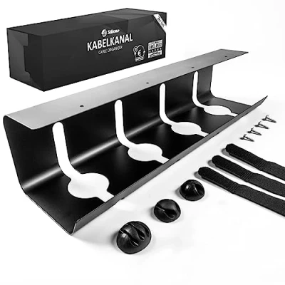 Obrázek Stilemo® Kabelový kanál, psací stůl vedení kabelů, stůl, organizér na kabely, držák vana 43 x 12 10 cm černý koš kabely