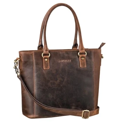 Obrázek STILORD &#039;Abigail&#039; kabelka kancelář dámská kůže Shopper Vintage taška přes rameno obchodní elegantní pro 13,3&#039; MacBooks pracovní pravá kůže, Soria hnědá